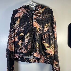 Puma Black and Orange Patterned Athletic Shorts and zip up set